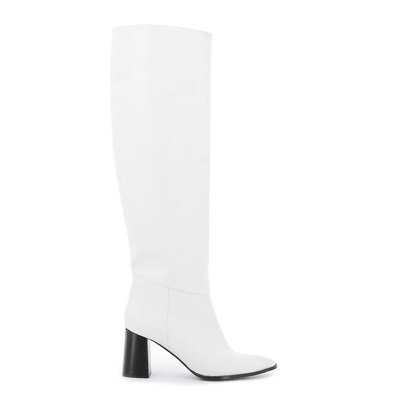 botte de mariée blanc en cuir lisse