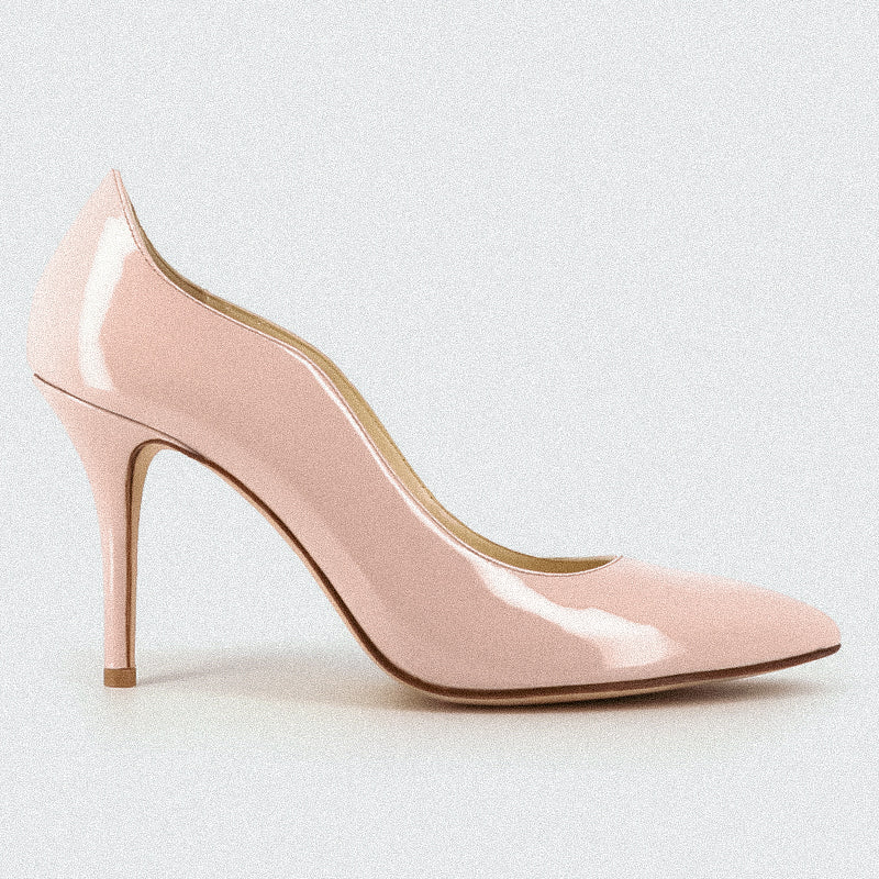 escarpin mariage talon fin bout pointu cuir vernis rose burdigala