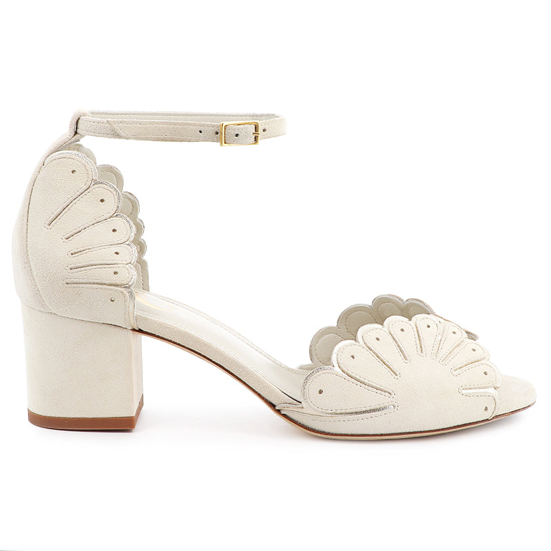 sandale mariage blanche cuir velours