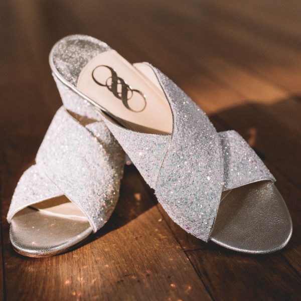 mules mariage glitter paillettes blanc chaussure mariage confortable