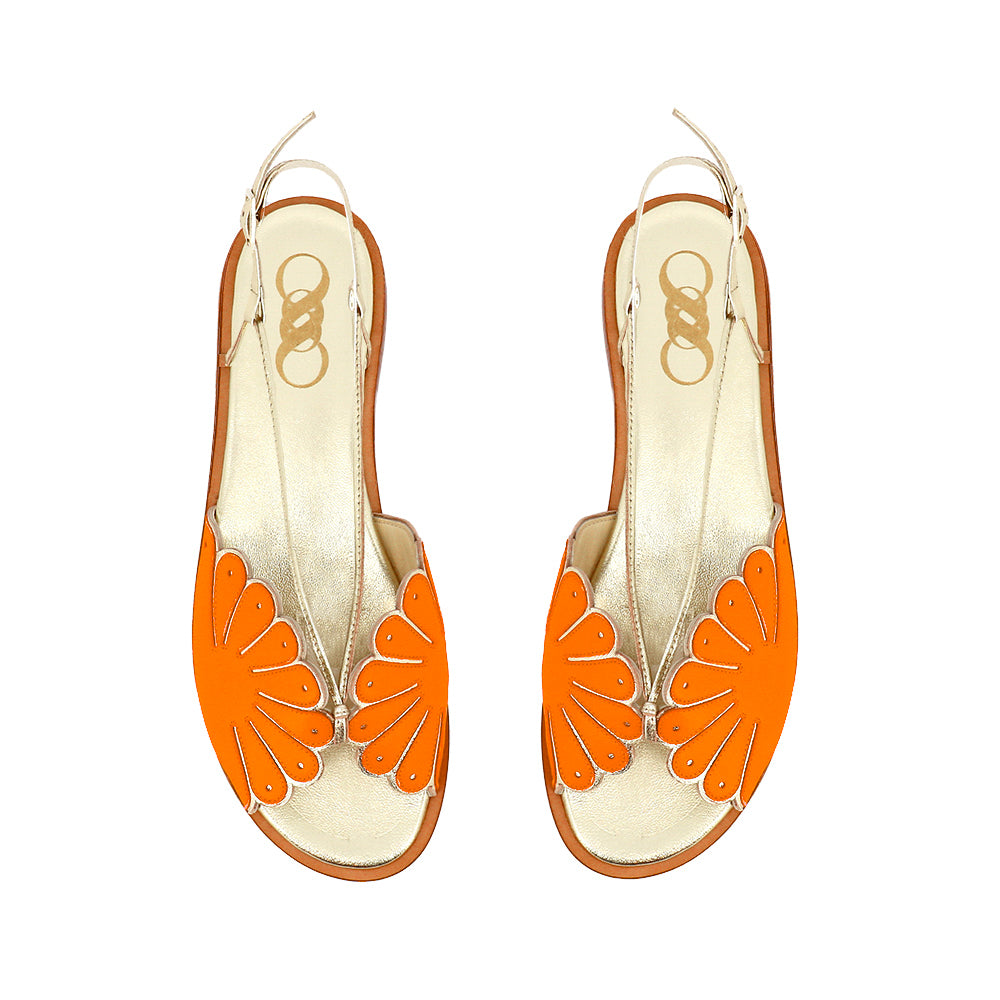 mules plates bride chaussure femme orange