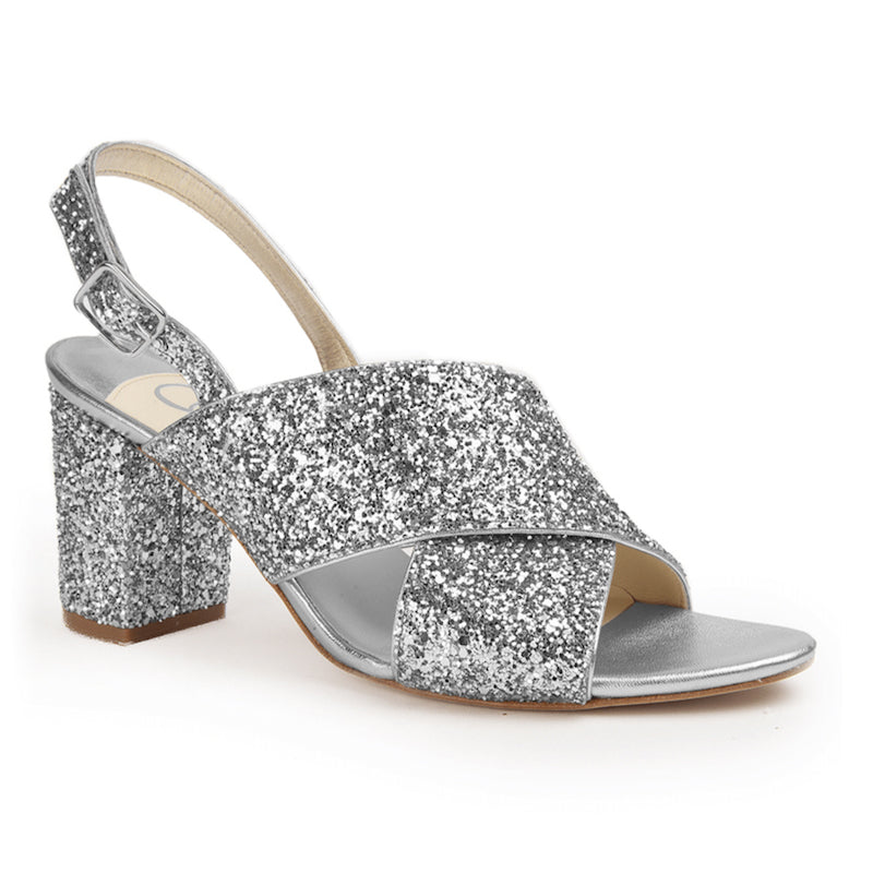 chaussure mariée gris glitter 