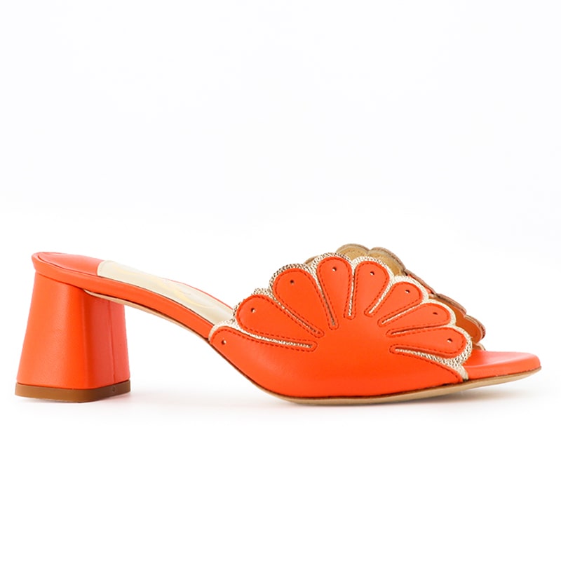 mule orange chaussure invite mariage chaussure ouverte ete cuir lisse