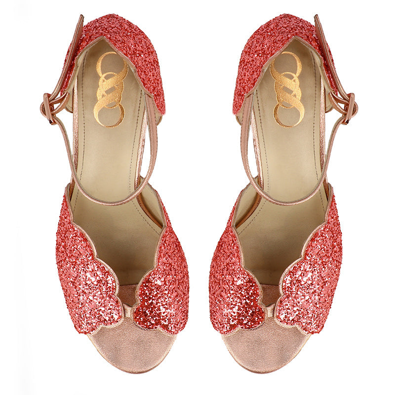 sandale de mariée confortable paillettes rose fushia