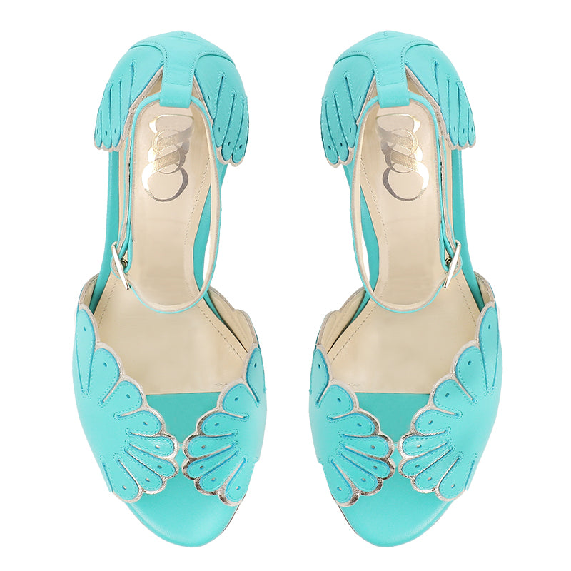 sandale à fleurs turquoise 