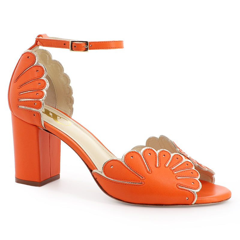 sandale à talon carré orange
